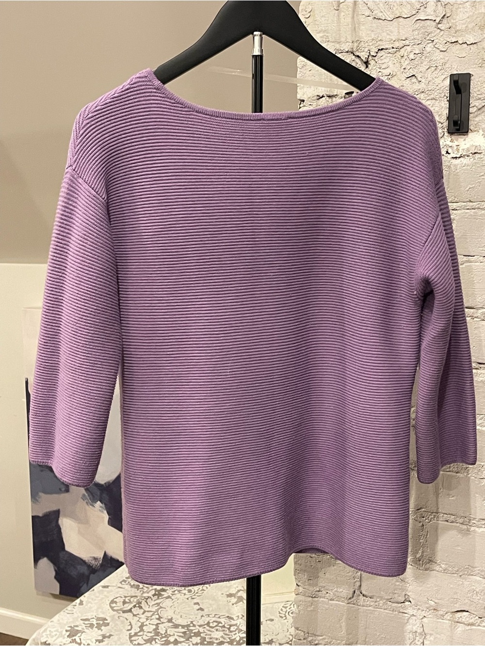 Chico's Lavender Ribbed Scoop-Neck Sweater